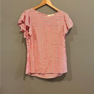 *GENTLY WORN* LOFT Size S Striped Flutter Sleeve Blouse